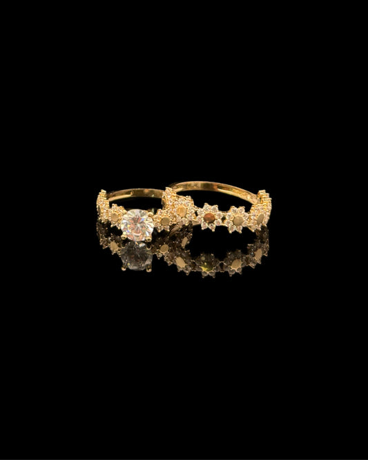 14K GOLD DUO ENGAGEMENT RINGS (4.5GR W7" M10")