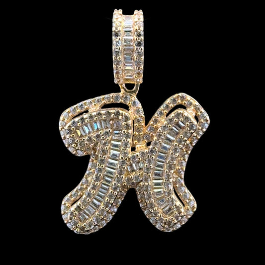 PENDANT LETRA H CURSIVA CZ 4.2GR 14K