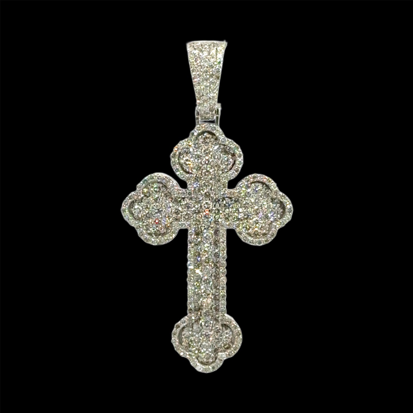 White Gold Maltese Cross Pendant 2.87CT 9.3GR 14K