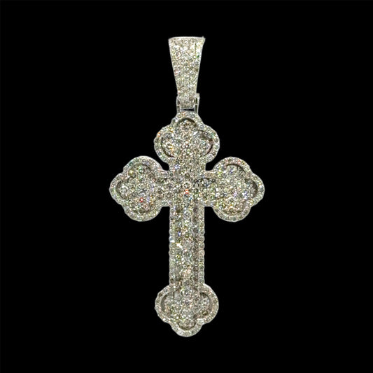 White Gold Maltese Cross Pendant 2.87CT 9.3GR 14K