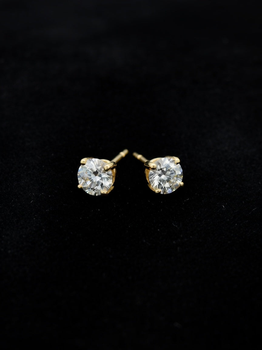 14K YELLOW GOLD LAB DIAMOND GROWN EARRINGS (1.6GR 2.2CT 6.5MM)