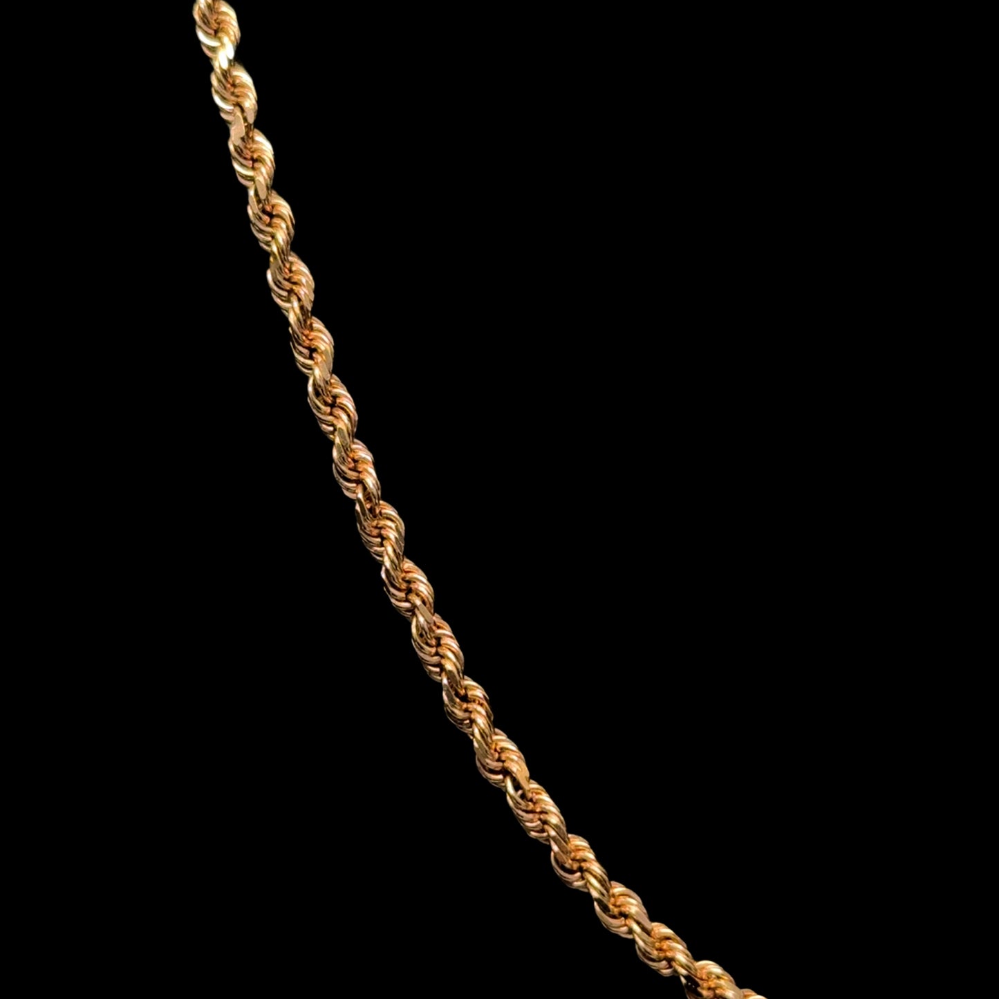 Solid Rose Gold Rope Chain 19GR 3MM 14K 24"