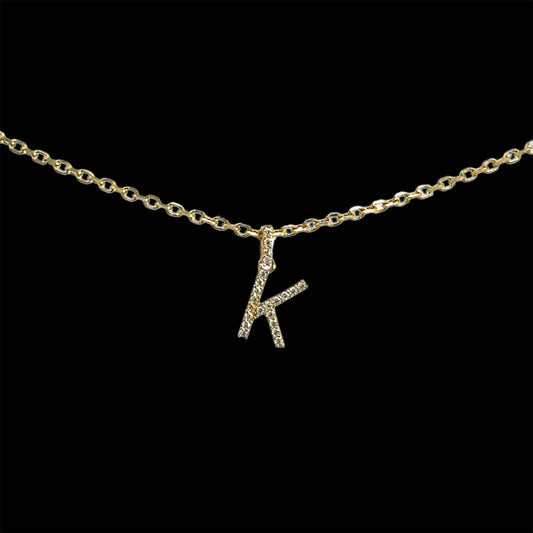 Letter K Necklace 3.4GR 14K 18"