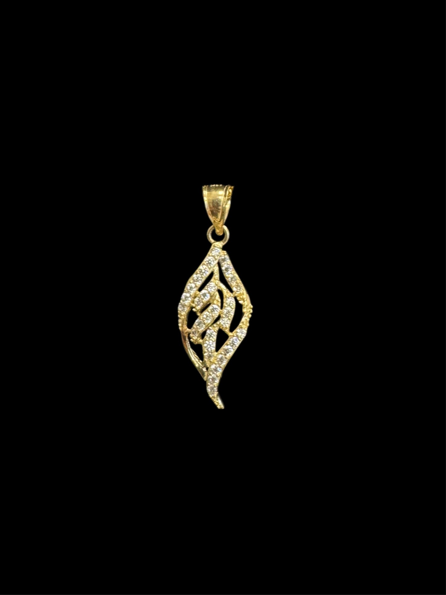 14K GOLD LEAF PENDANT CZ (1.4GR)