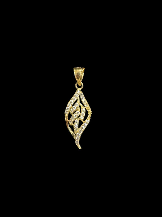 14K GOLD LEAF PENDANT CZ (1.4GR)