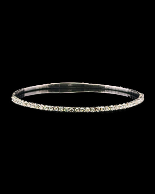Brazalete de oro blanco de 7,4 gr, 2,4 mm, 1,11 ct, 14 quilates, 7"