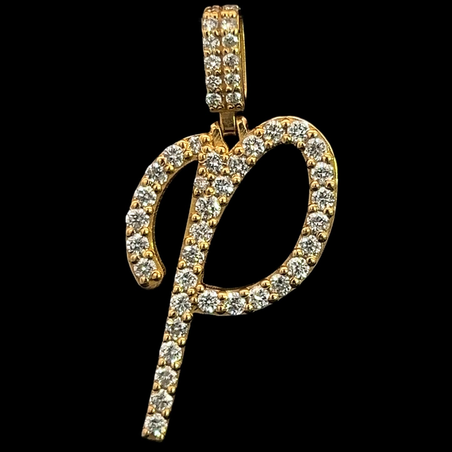 Yellow Gold Letter P Pendant 0.89CT 3GR 14K