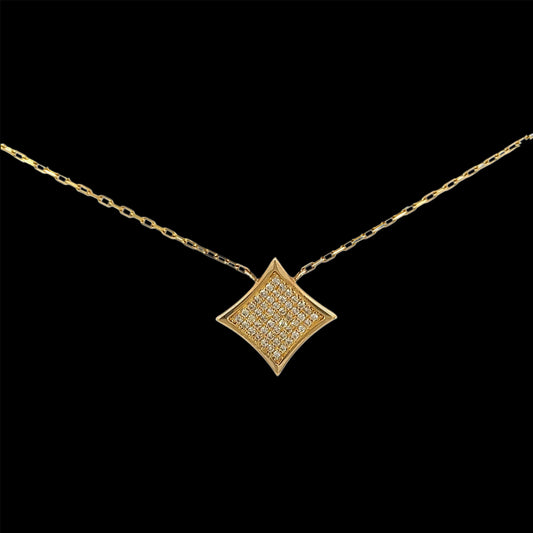 Rhombus Necklace 0.20CT 3.4GR 14K 18"