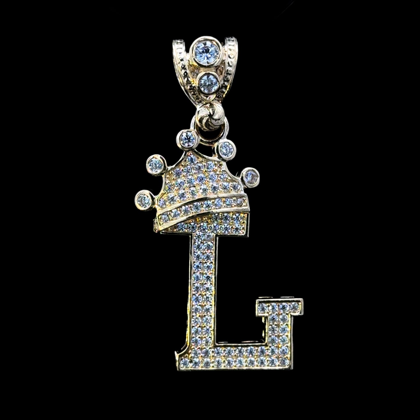 PENDANT LETRA L CON CORONA CZ 4.5GR 14K