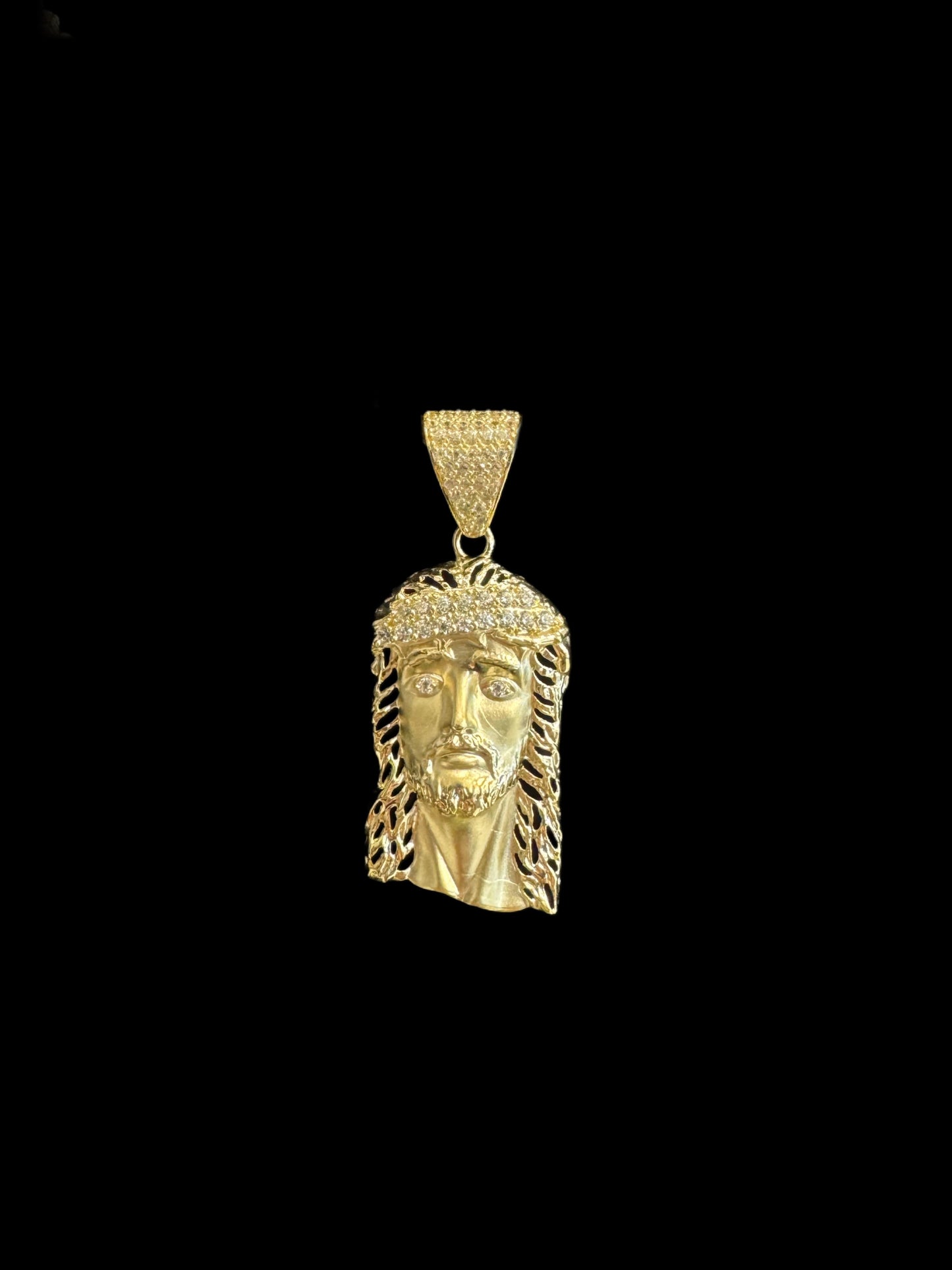 14K GOLD JESUS FACE PENDANT CZ (4.8GR)