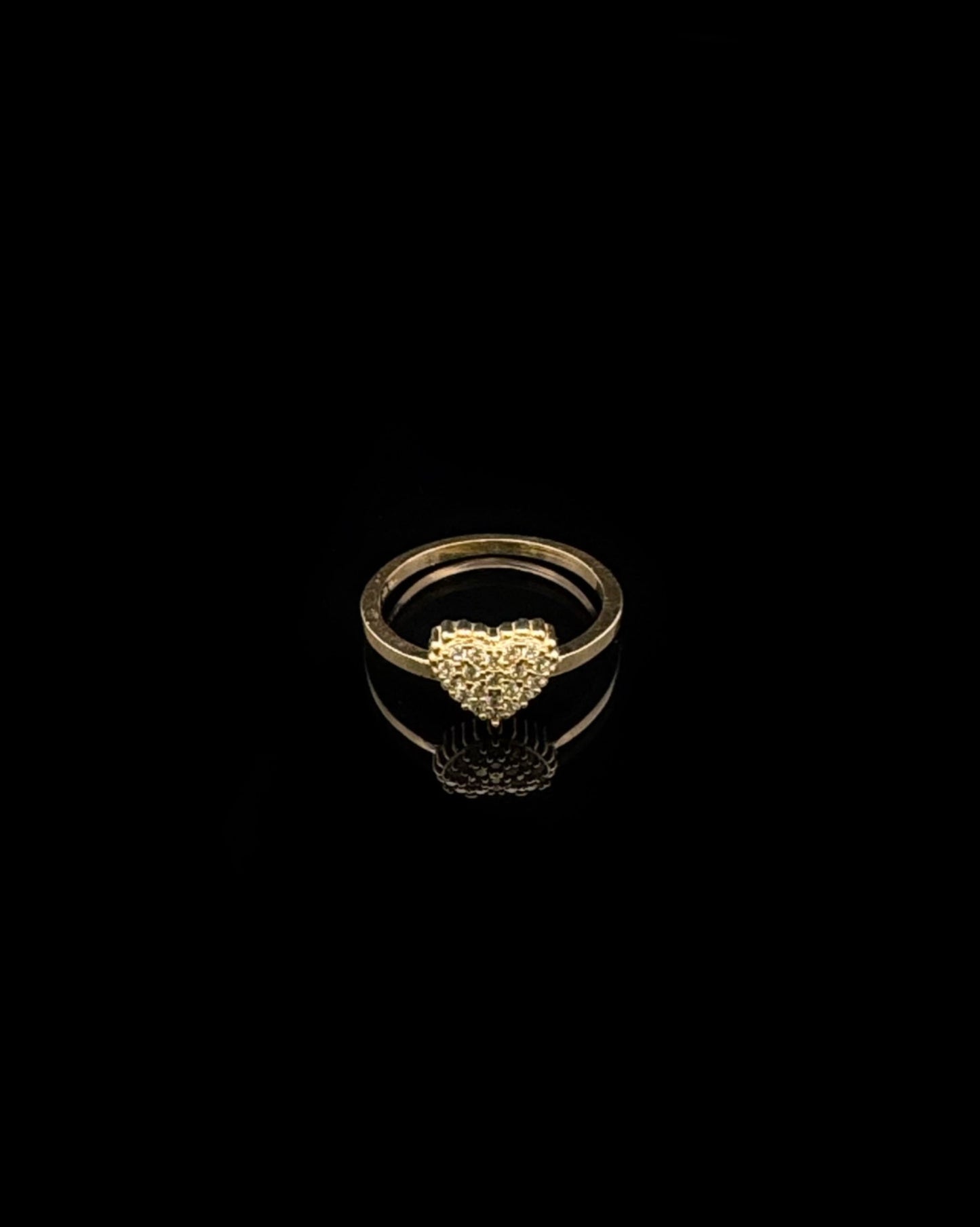 14K GOLD CZ HEART RING (2GR 6.5")