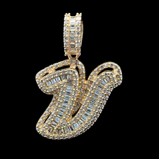 PENDANT LETRA V CURSIVA CZ 4GR 14K