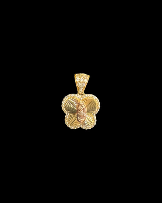 14K GOLD VIRGEN MARIA FLOWER PENDANT (1.8GR)