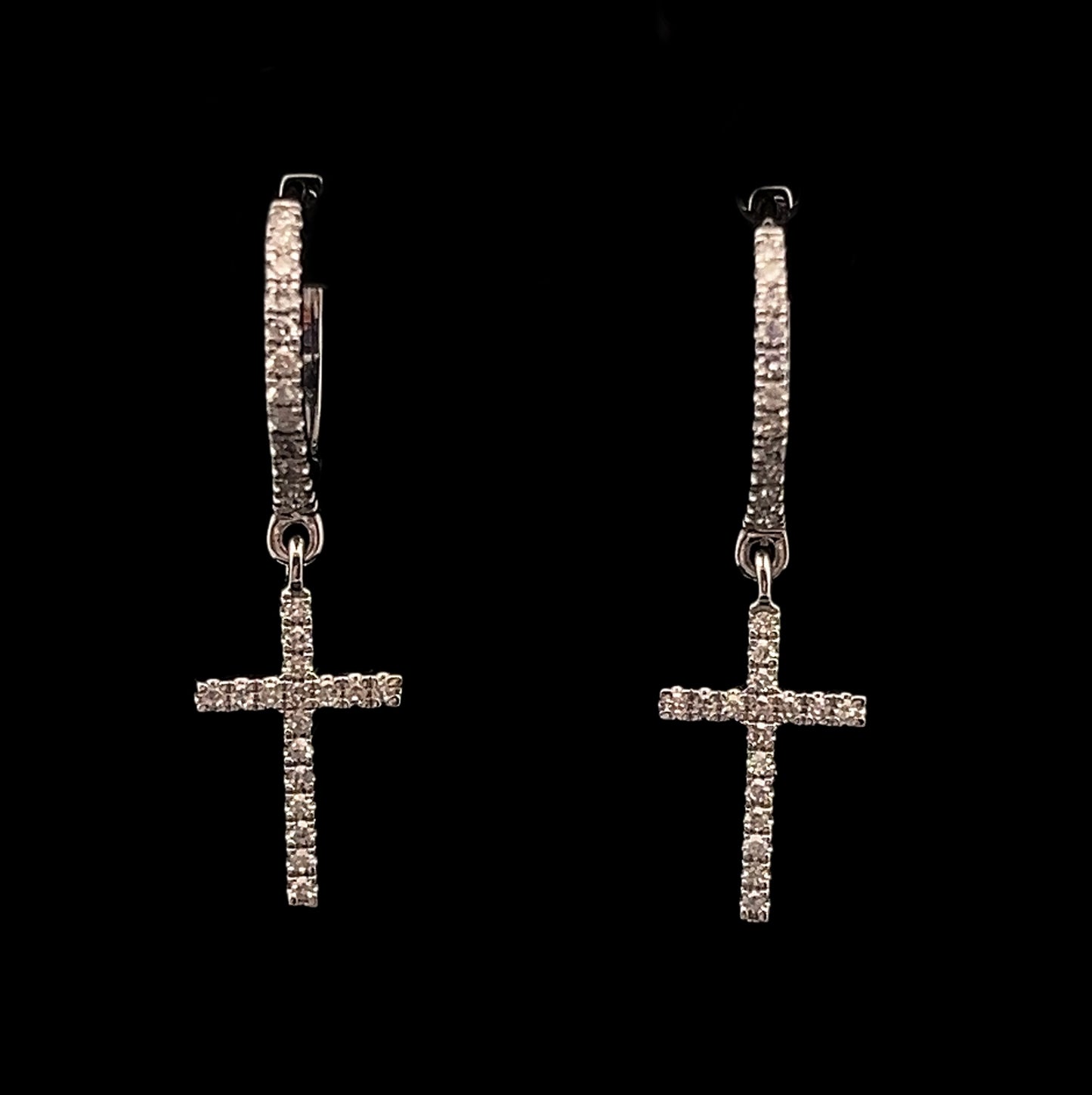 ARETES ARO CRUZ COLGANTE BLANCO 0.22CT 14K