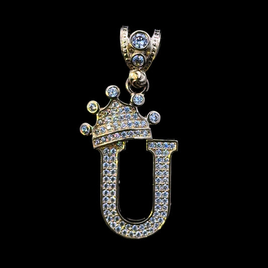 PENDANT LETRA U CON CORONA CZ 4.7GR 14K