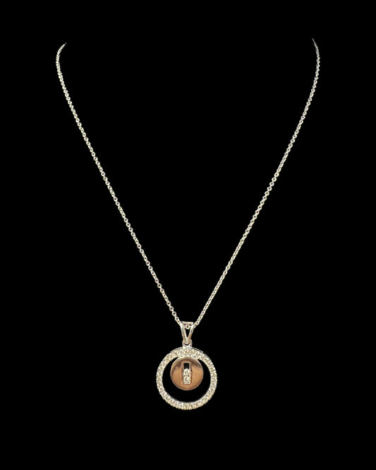 Yellow Gold Circle Necklace  0.54CT 5.1GR 14K 16"