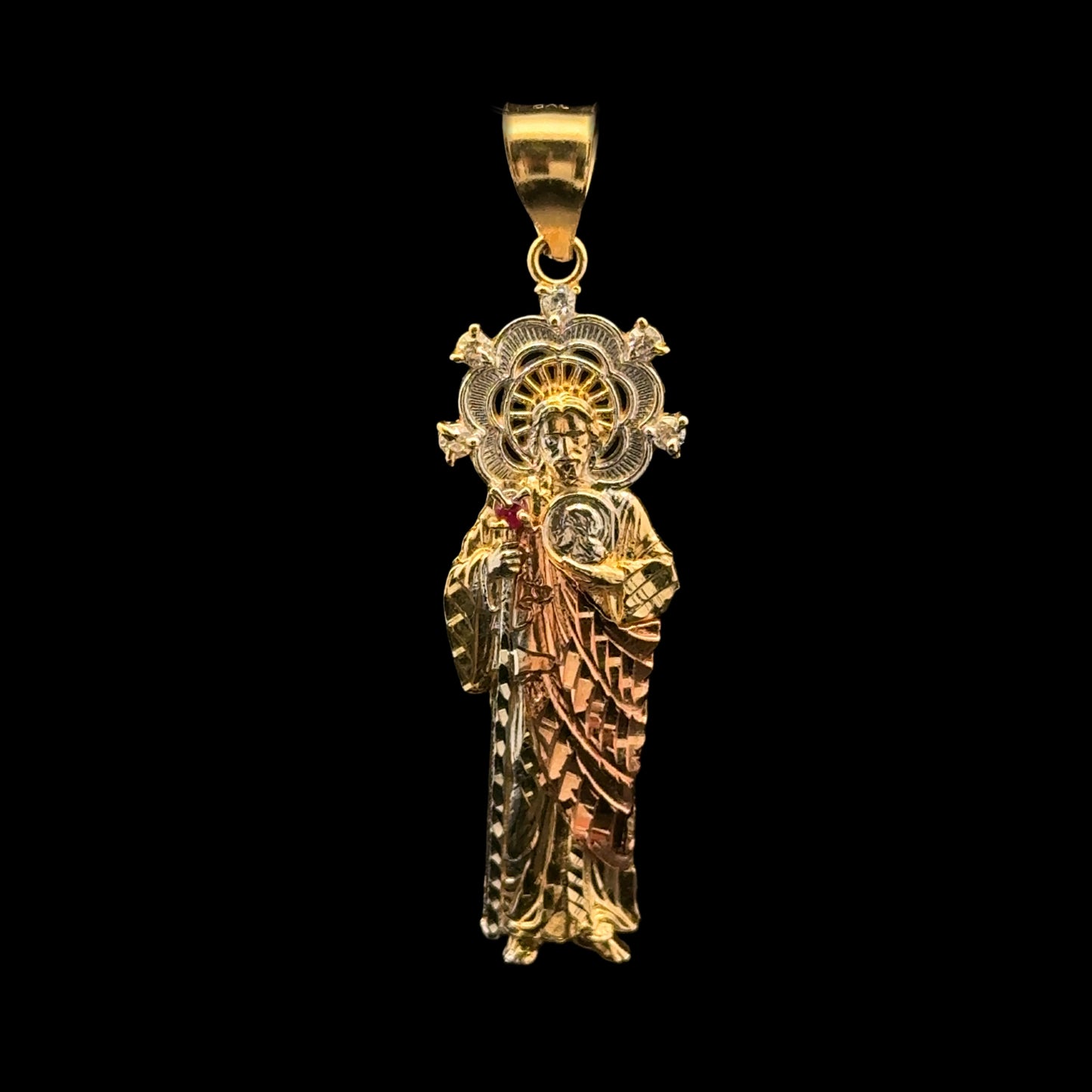 PENDANT SAN JUDAS CZ 2GR 14K 3.5CM