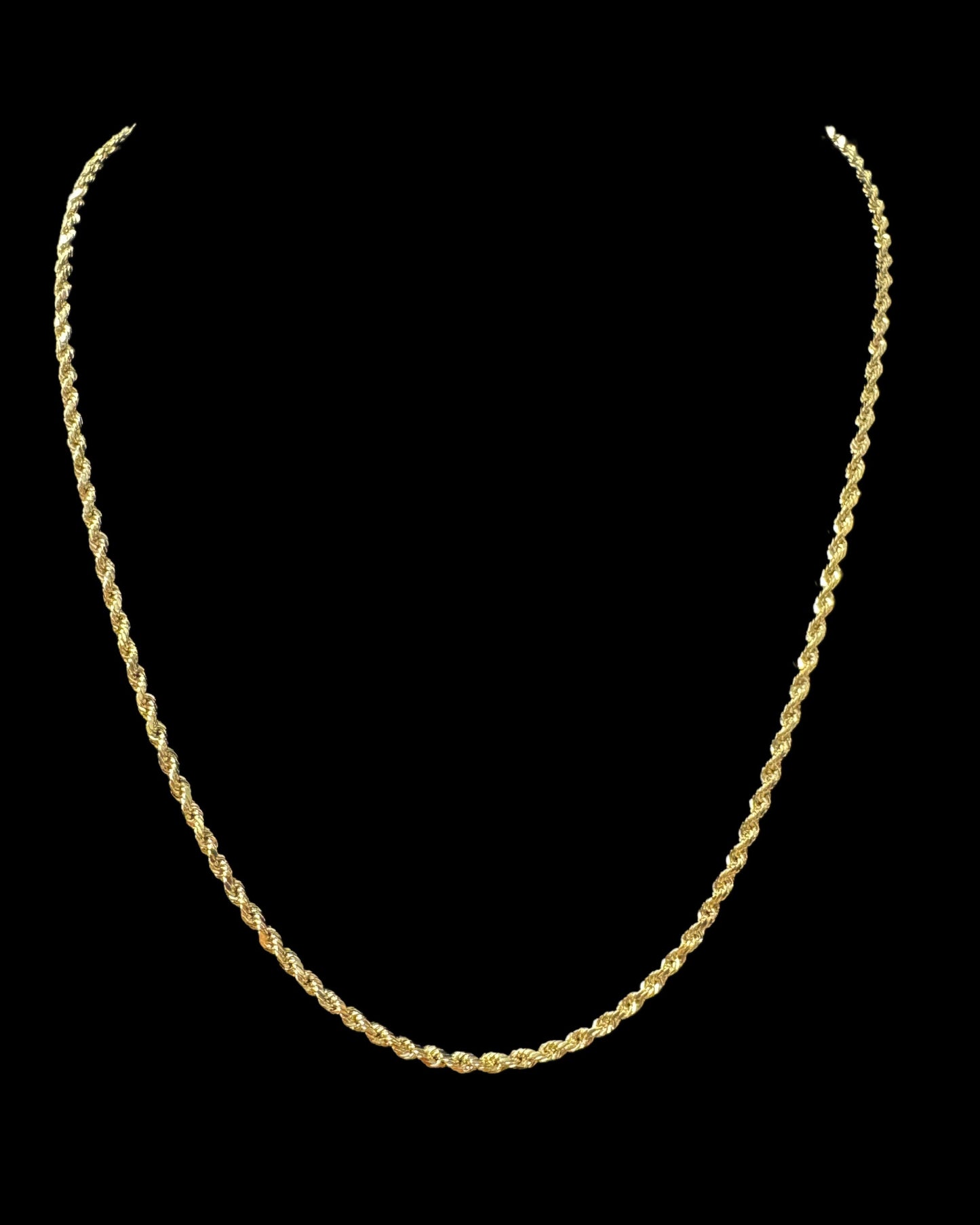 CADENA ROPE AMARILLA 2.5GR 2MM 14K 18"..