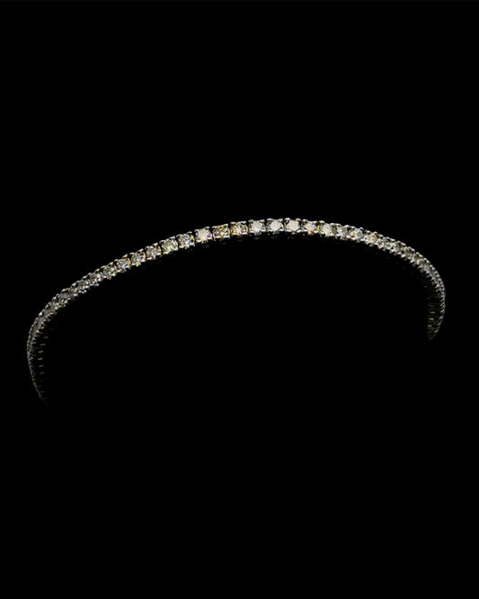 Pulsera de tenis de oro blanco de 2 quilates, 6,7 gr, 2 mm, 14 quilates, 7"
