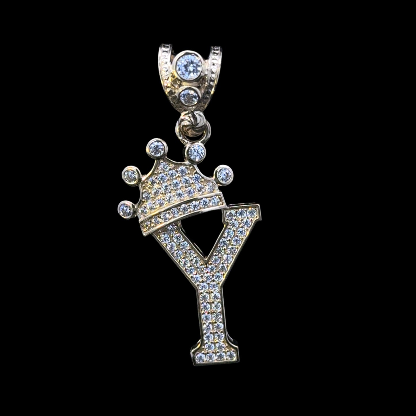 PENDANT LETRA Y CON CORONA CZ 3.9GR 14K