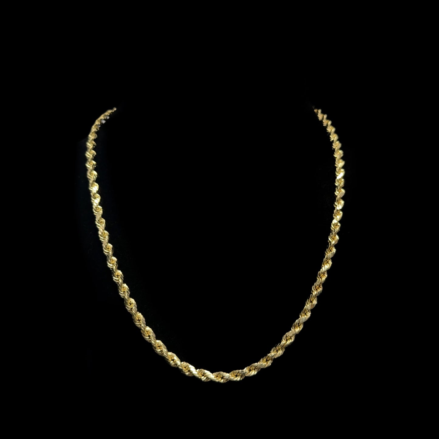 Hollow Yellow Gold Rope Chain 4.5GR 3MM 14K 16"