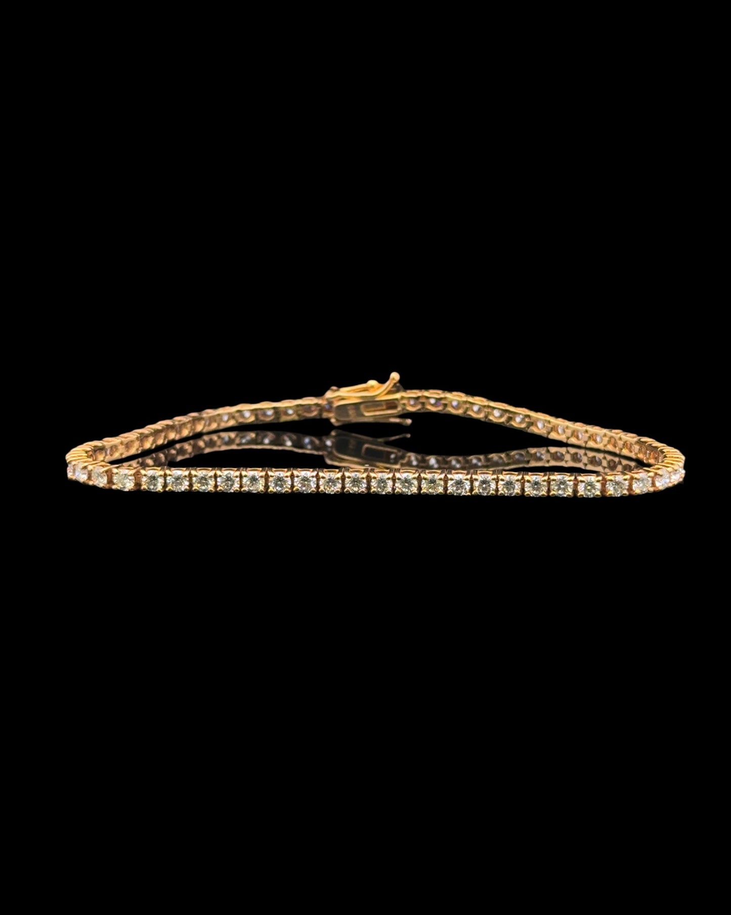 Pulsera de tenis de oro amarillo de 4 quilates, 7,9 gr, 2,6 mm, 14 quilates, 7,5"