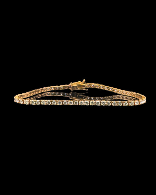 Pulsera de tenis de oro amarillo de 4 quilates, 7,9 gr, 2,6 mm, 14 quilates, 7,5"