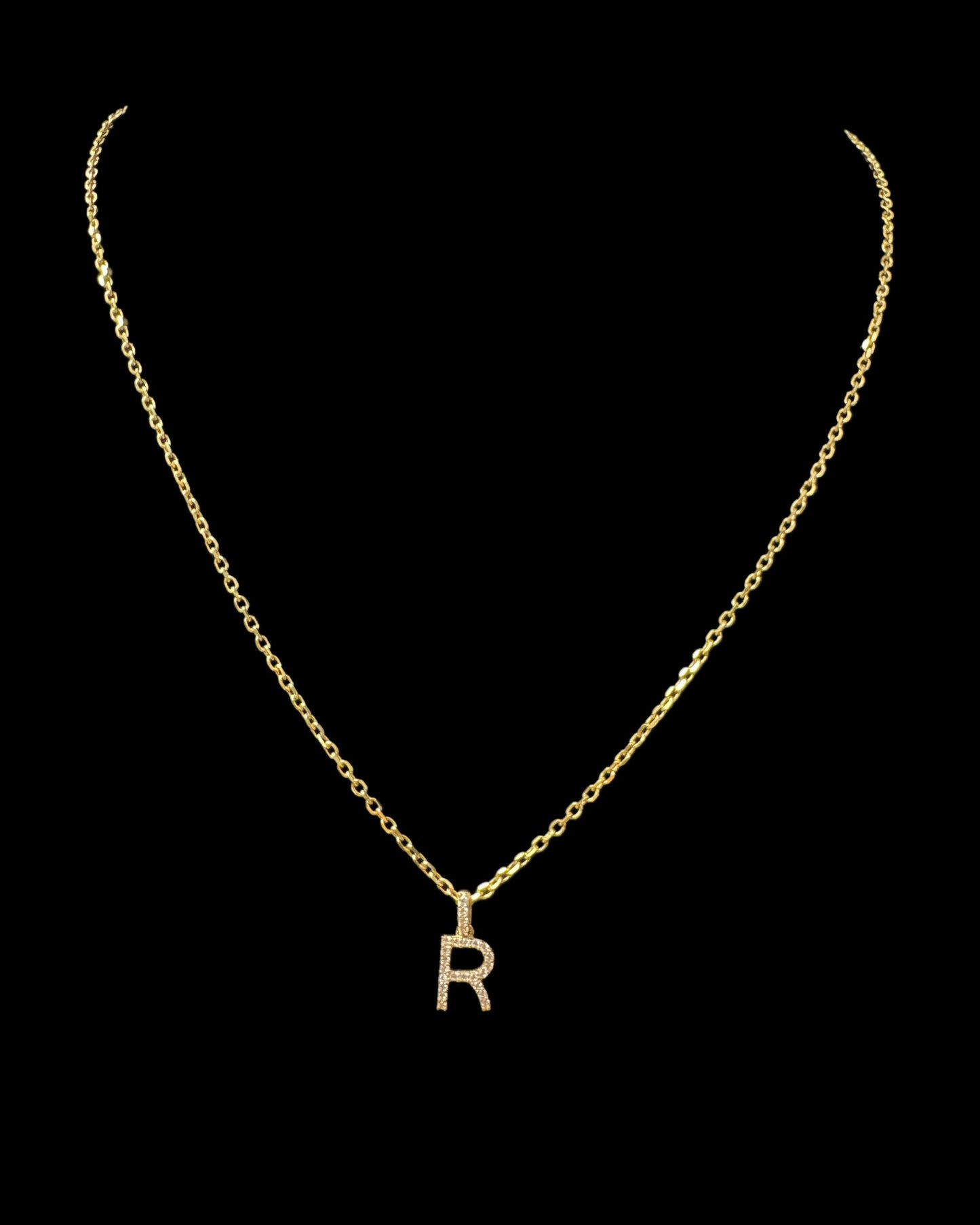 Letter R Necklace 4GR 14K 18"