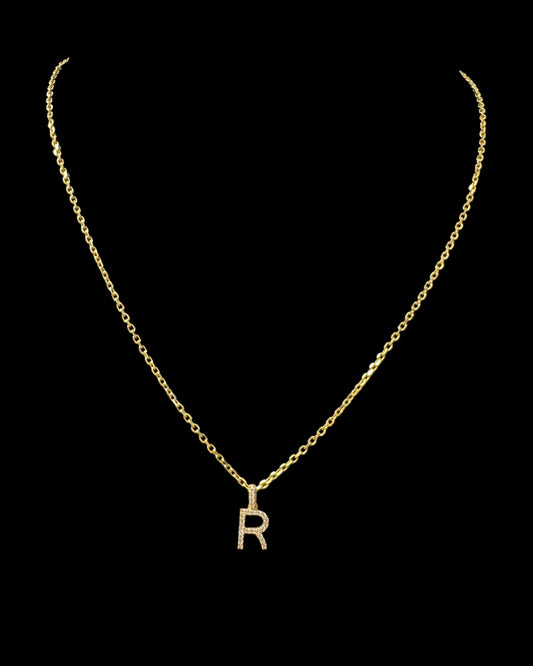 Letter R Necklace 4GR 14K 18"