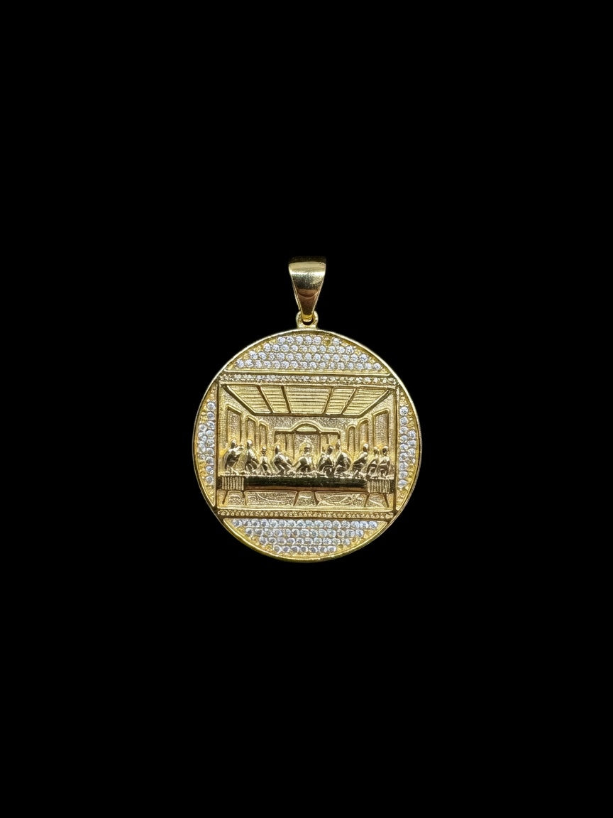 925 SILVER LAST SUPPER CZ PENDANT (7.6GR)