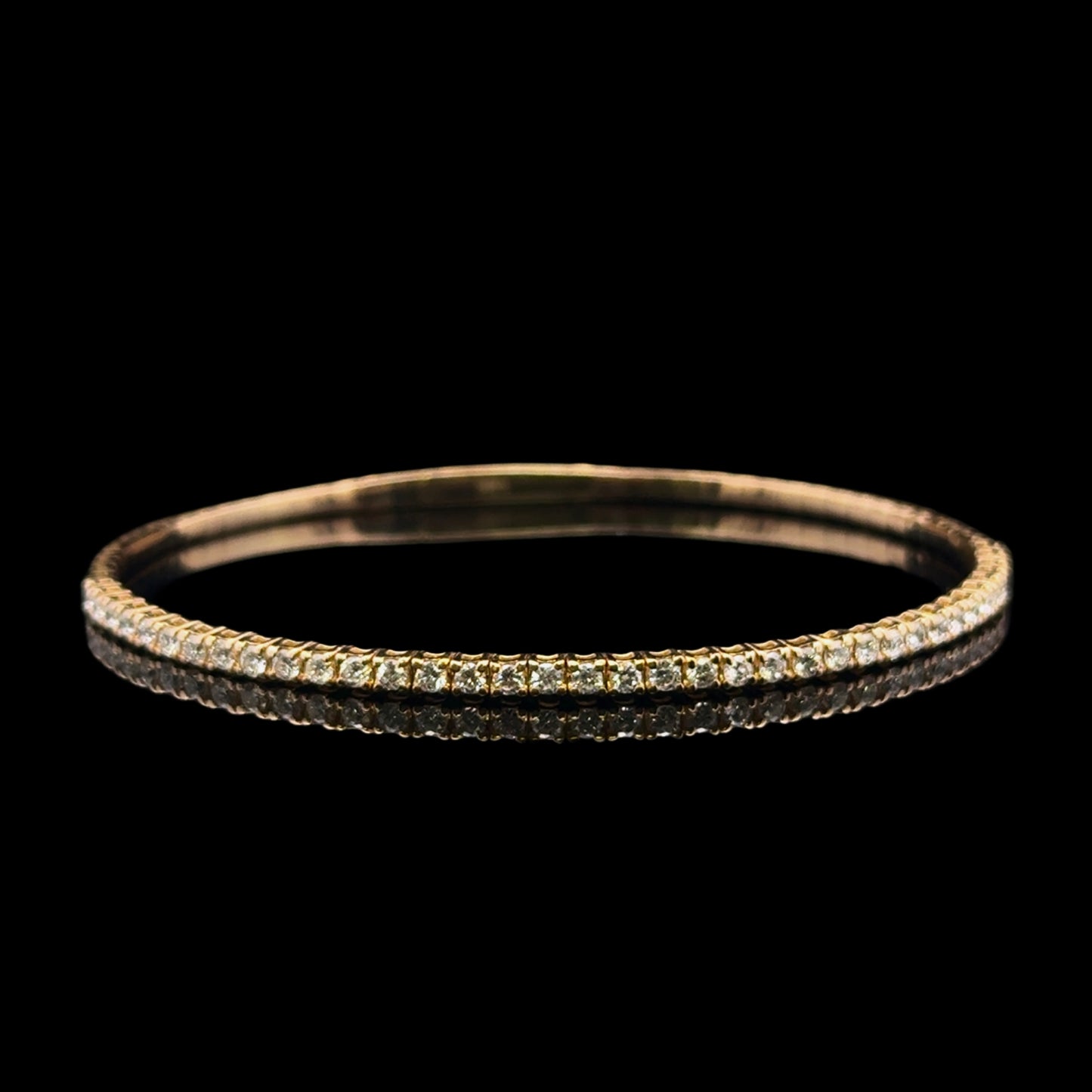 Yellow Gold Bangle 7.2GR 2.4MM 1.11CT 14K 7"