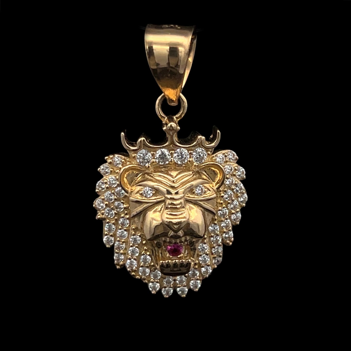 PENDANT CABEZA LEON CORONA PUAS MEDIUM CZ 8.8GR 14K