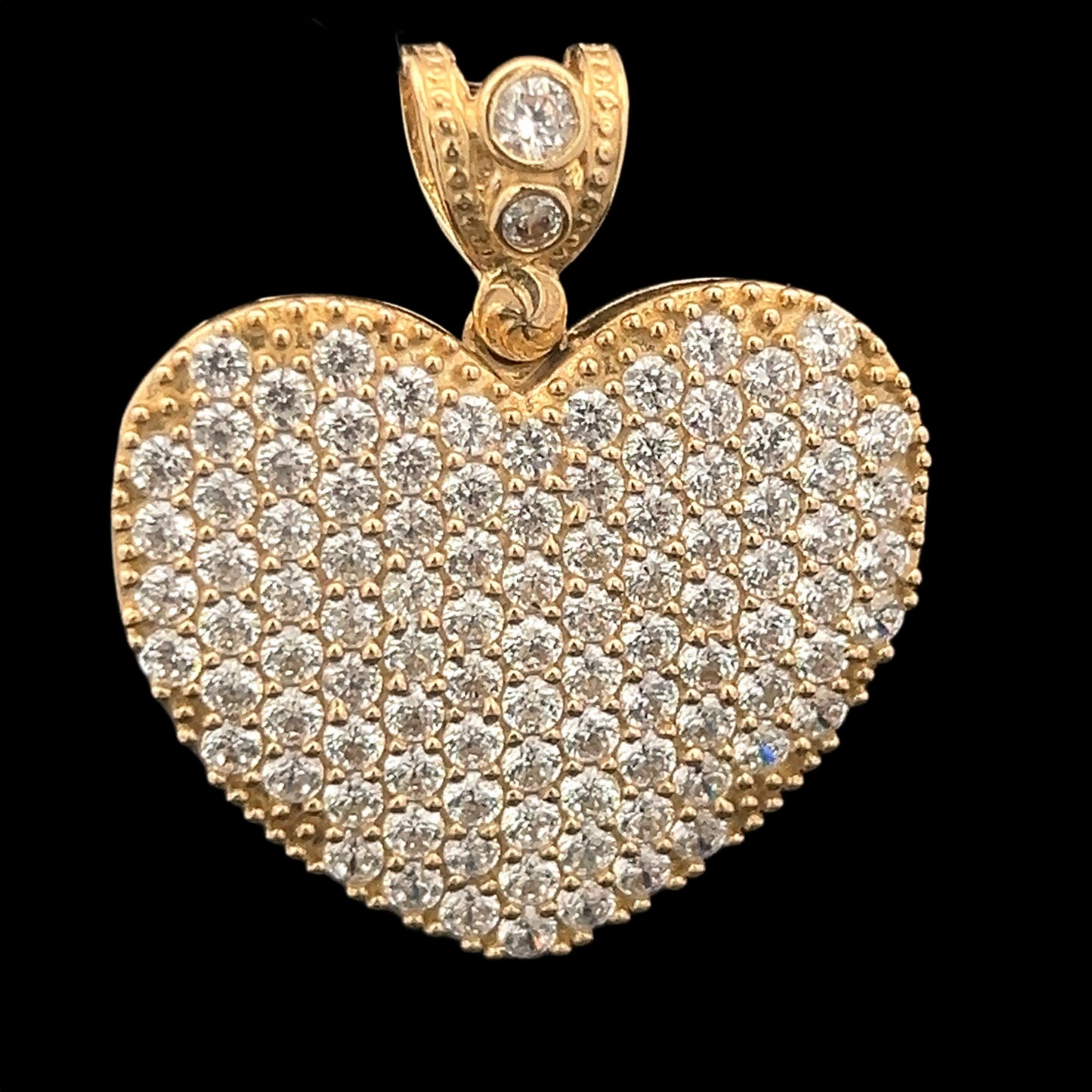 Iced Out Yellow Gold Heart Pendant (CZ) 7.3GR 14K