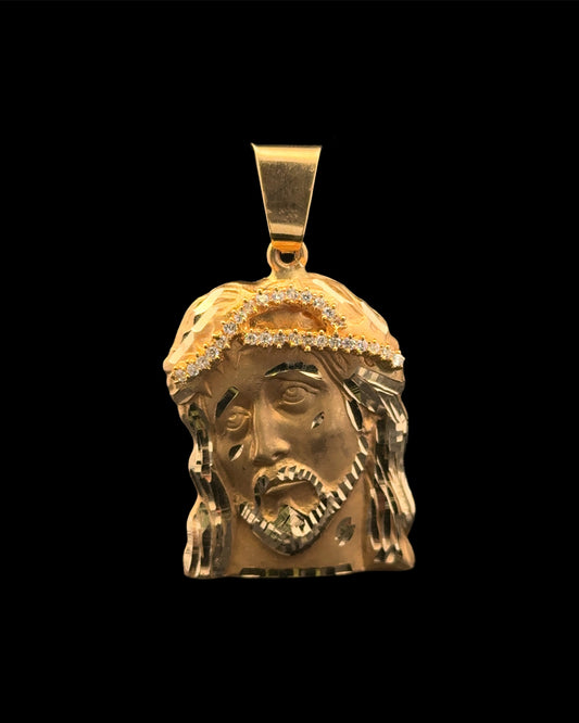 14K JESUS HEAD PENDANT CZ (8.8GR 3.5CM)