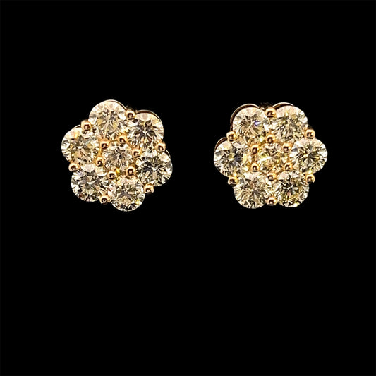 ARETES REDONDO BIG AMARILLO DIAMANTES 7.3GR 4.30CT 14K