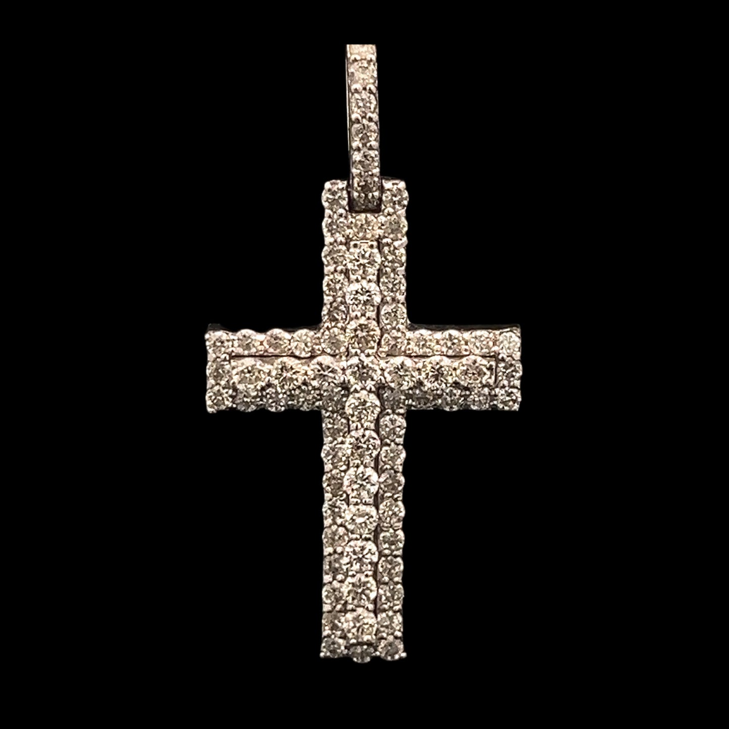 White Gold Cross Pendant 1.75CT 6.3GR 14K