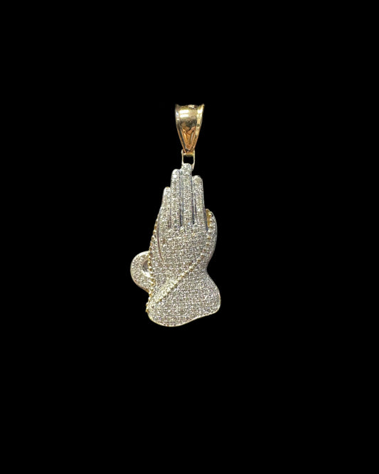 PENDANT MANOS EN ORACION CZ 5GR 14K