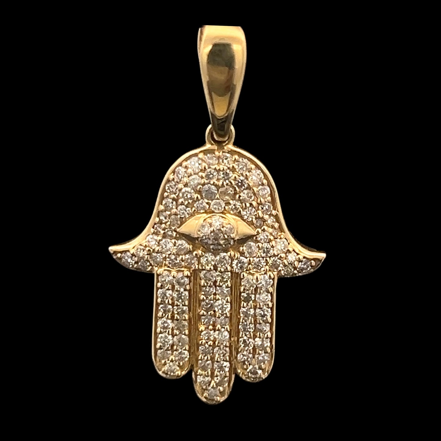 Yellow Gold Hamsa Pendant 0.49CT 2GR 14K