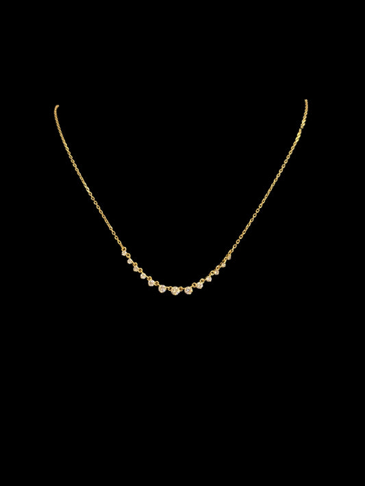 14K WHITE GOLD LAB DIAMOND NECKLACE (3.4GR 0.88CT)