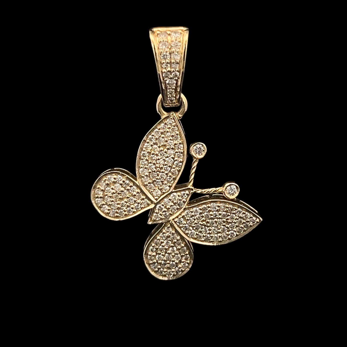 Yellow Gold Butterfly Pendant 0.57CT 2.5GR 14K