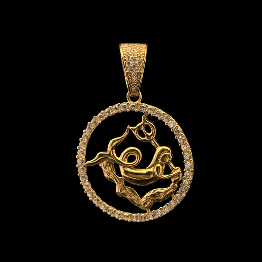 PENDANT SIGNO ZODIACO ACUARIO CZ 4.9GR 14K