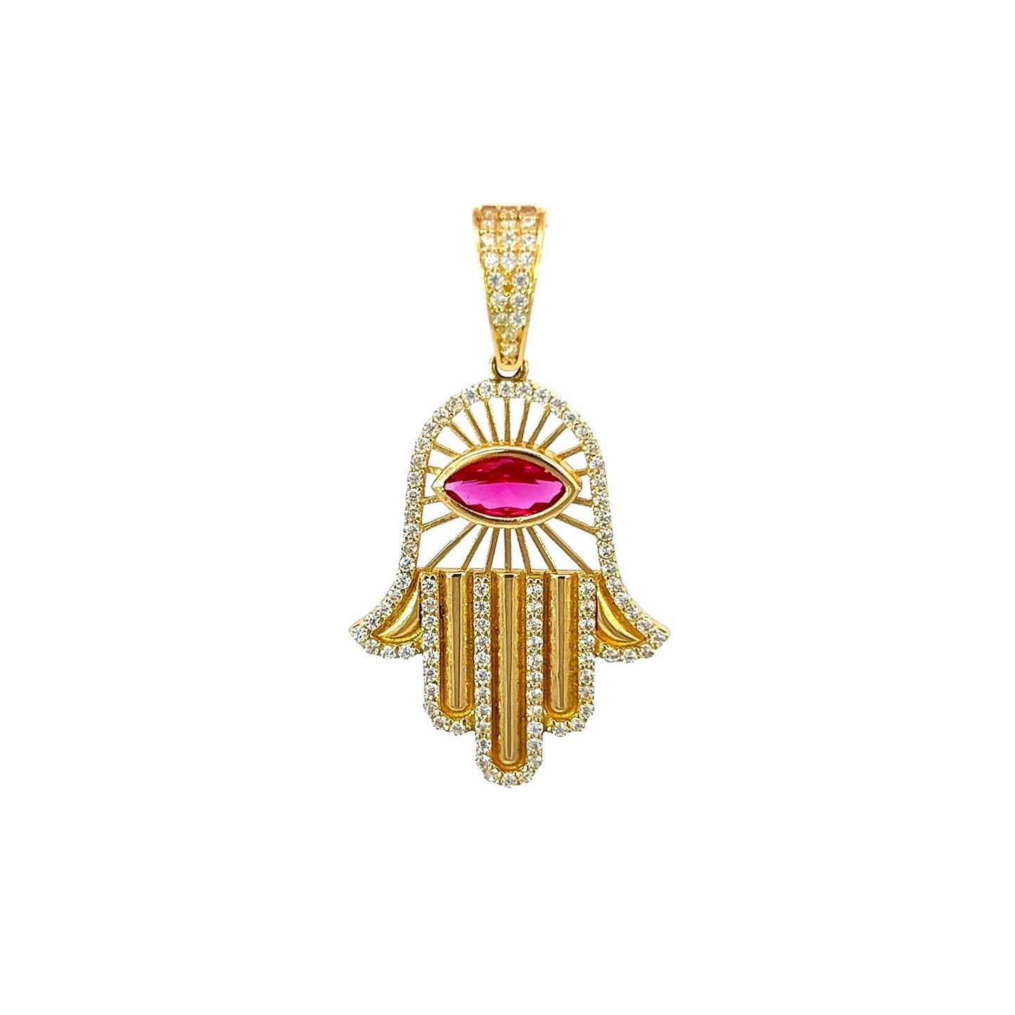 Colgante Hamsa de Malla de Oro Amarillo (CZ) 2.7GR 14K