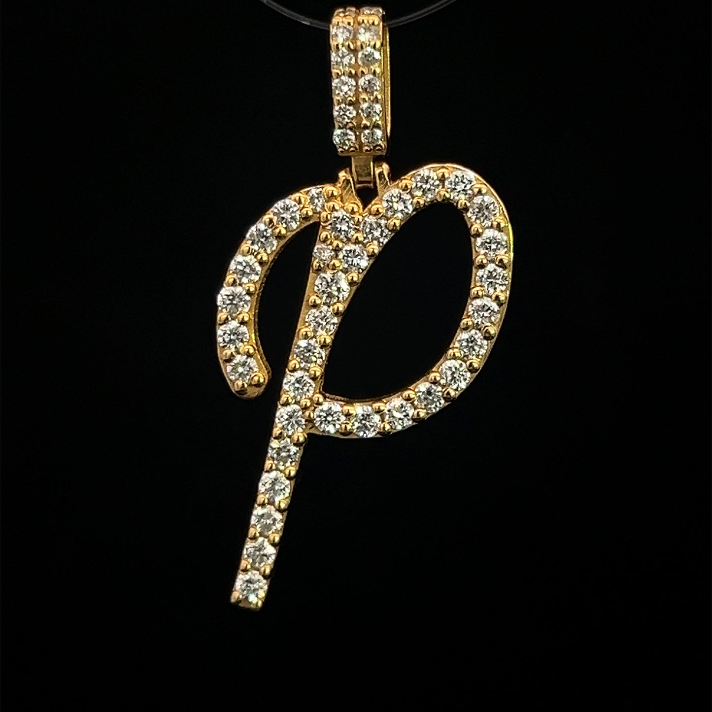 Yellow Gold Letter P Pendant 0.89CT 3GR 14K