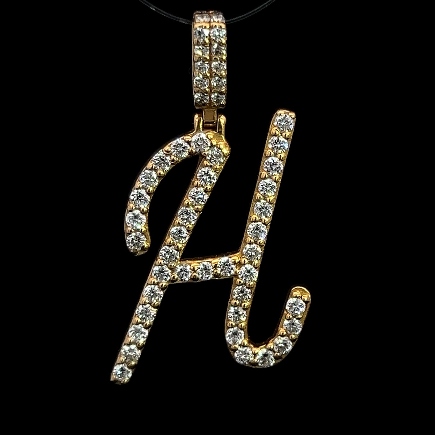 Yellow Gold Letter H Pendant 0.97CT 3.2GR 14K