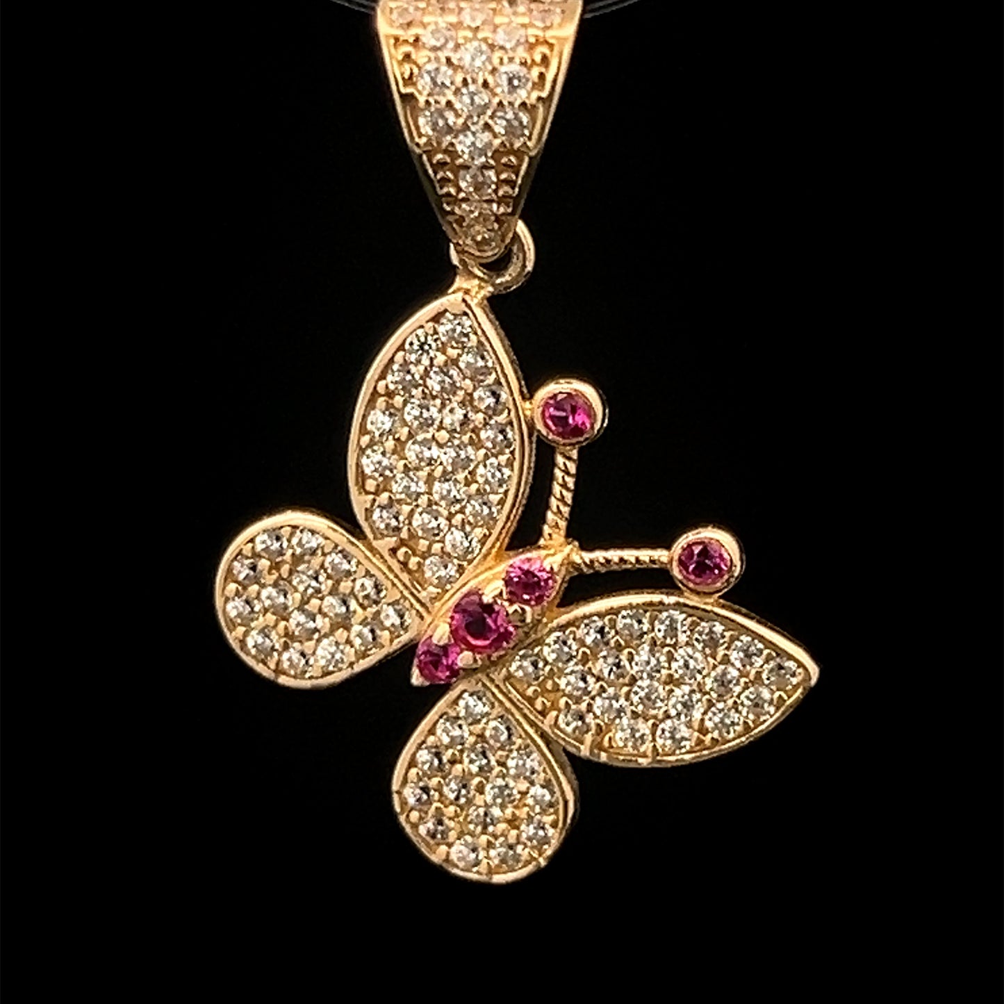 PENDANT MARIPOSA FUCSIA CZ 2.2GR 14K