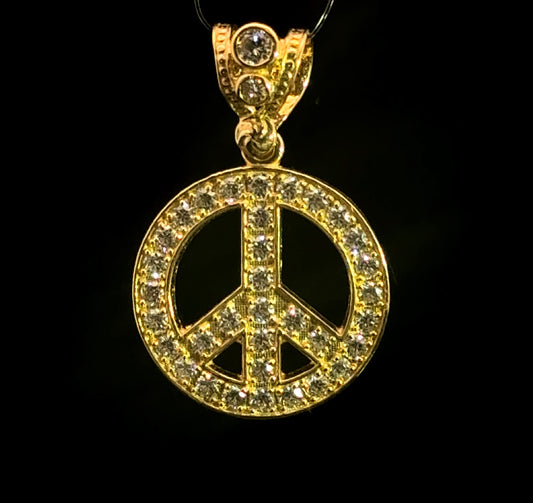 Peace Sign Pendant (CZ) 3.7GR 14K