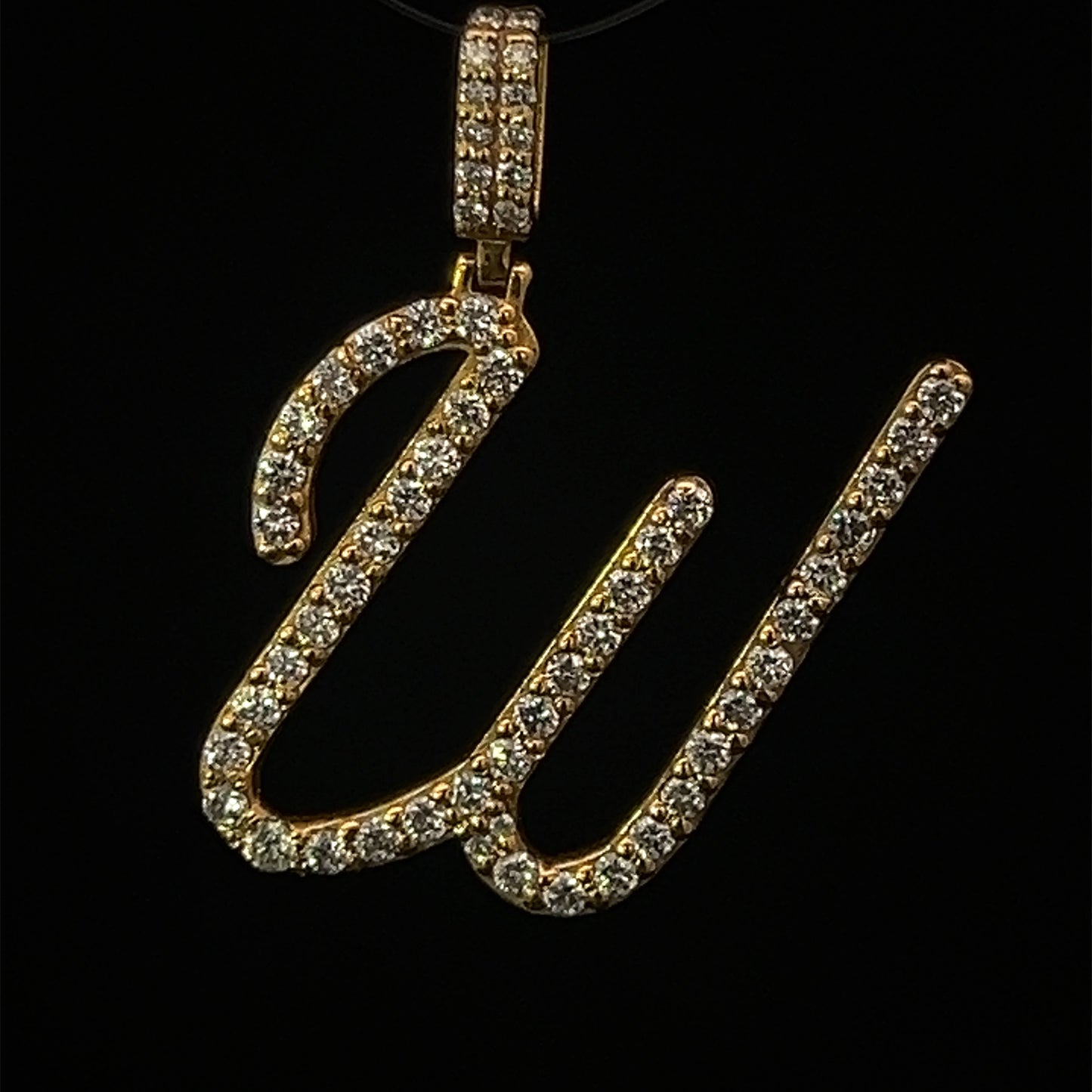 Yellow Gold Letter W Pendant 1.12CT 3.8GR 14K