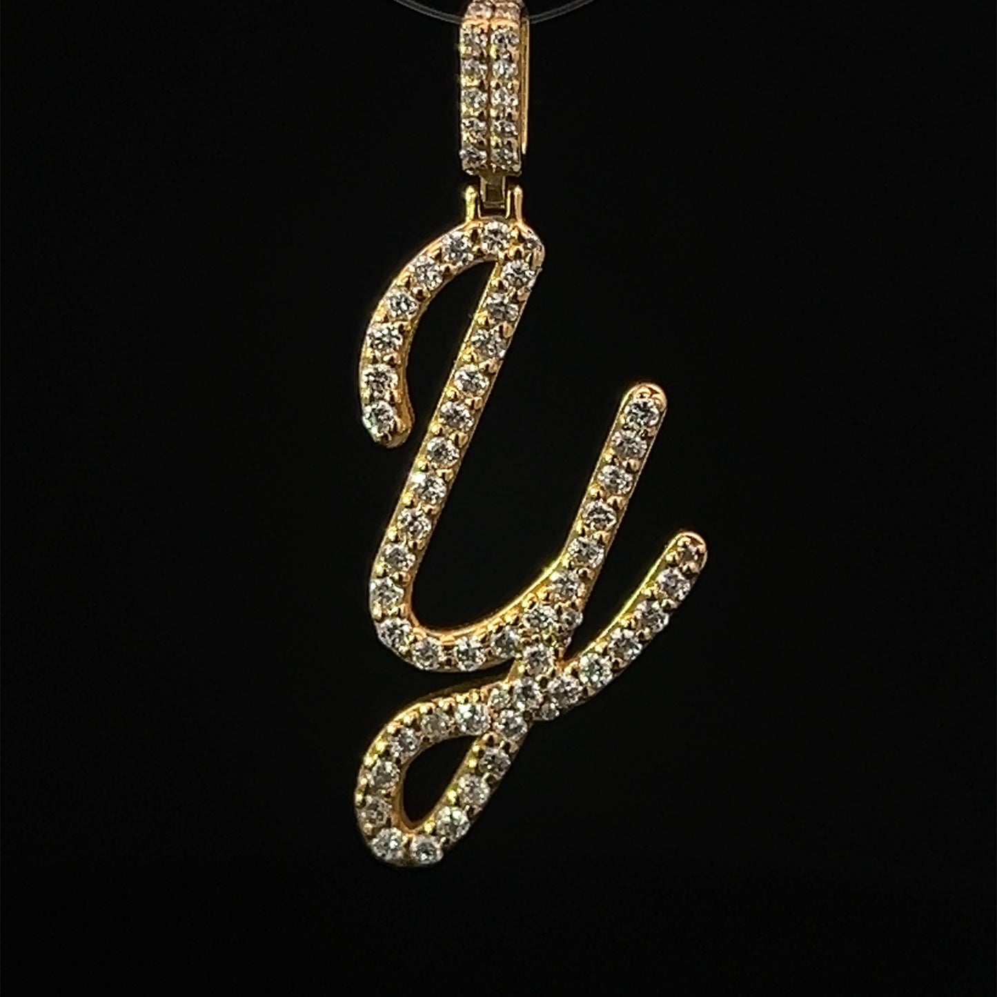 Yellow Gold Letter Y Pendant 1.18CT 4GR 14K