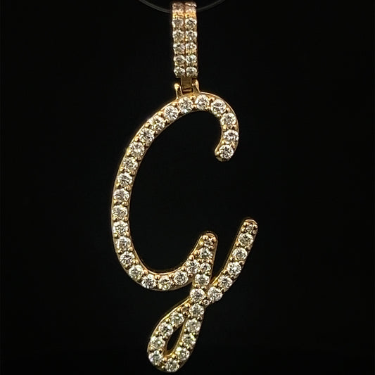 Yellow Gold Letter G Pendant 1.03CT 3.5GR 14K