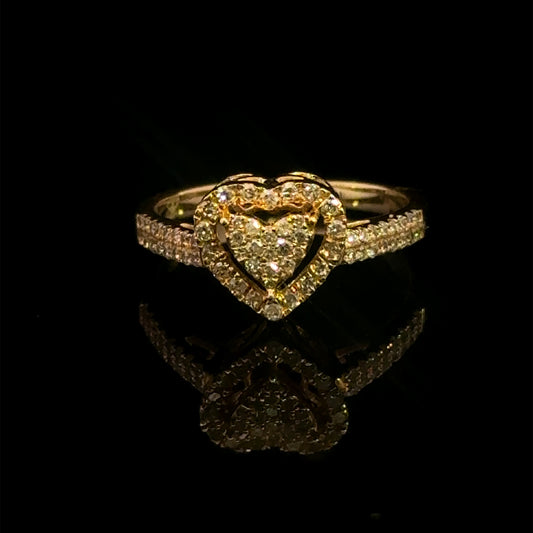 Anillo de oro amarillo con forma de corazón de 0,48 ct y 2,6 gr de 14 quilates y 7"